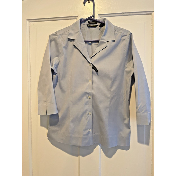 Eddie Bauer 3/4 Sleeve Shirts Blue & White Women’s Size M Office Work Classic - Picture 4 of 8
